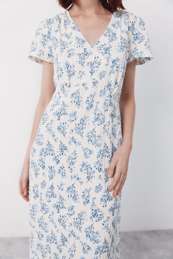 Cortefiel Vestido estruturado estampado Impress&atilde;o
