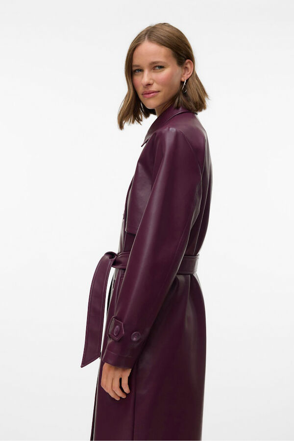 Vero Moda Sobretudo longo de trench sint&eacute;tico Roxo