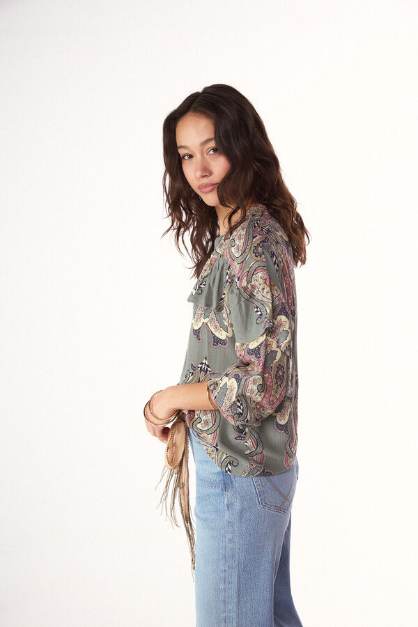 Slowlove Blusa estampada com folho Azul