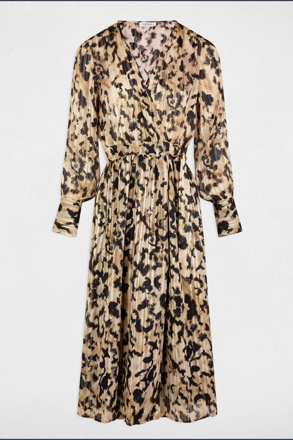 Morgan Vestido largo cruzado Estampado marr&oacute;n
