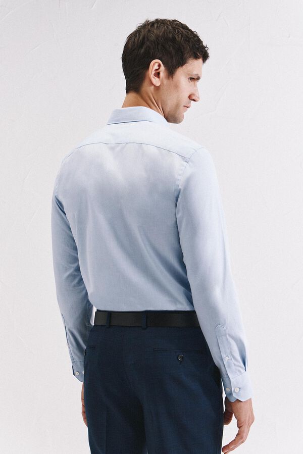 Cortefiel Camisa vestir lisa f&aacute;cil plancha Azul