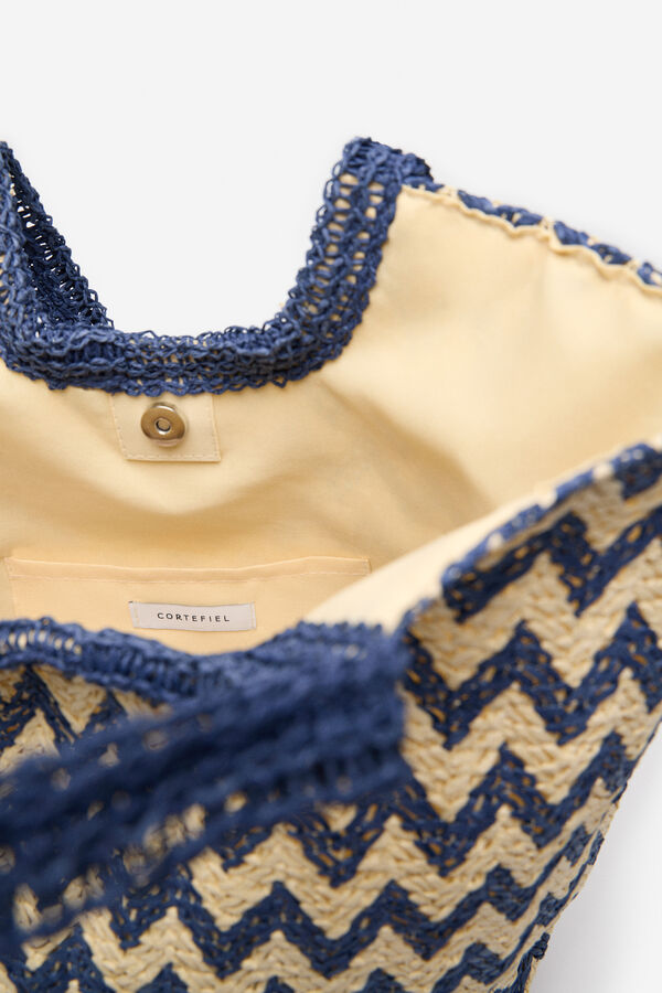 Cortefiel Bolsa tote com estampado espiga Azul