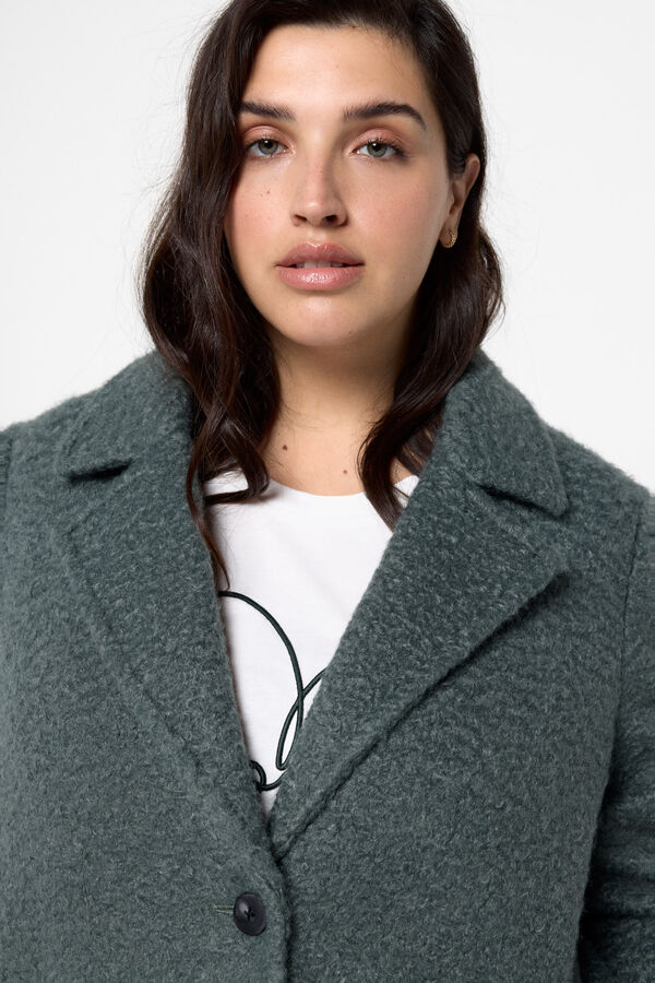 Vero Moda Curve Abrigo efecto astracan talla grande Verde oscuro