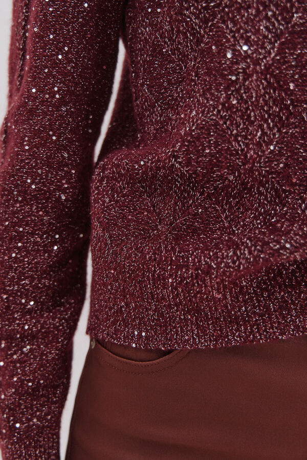 Cortefiel Jersey punto lentejuelas Granate