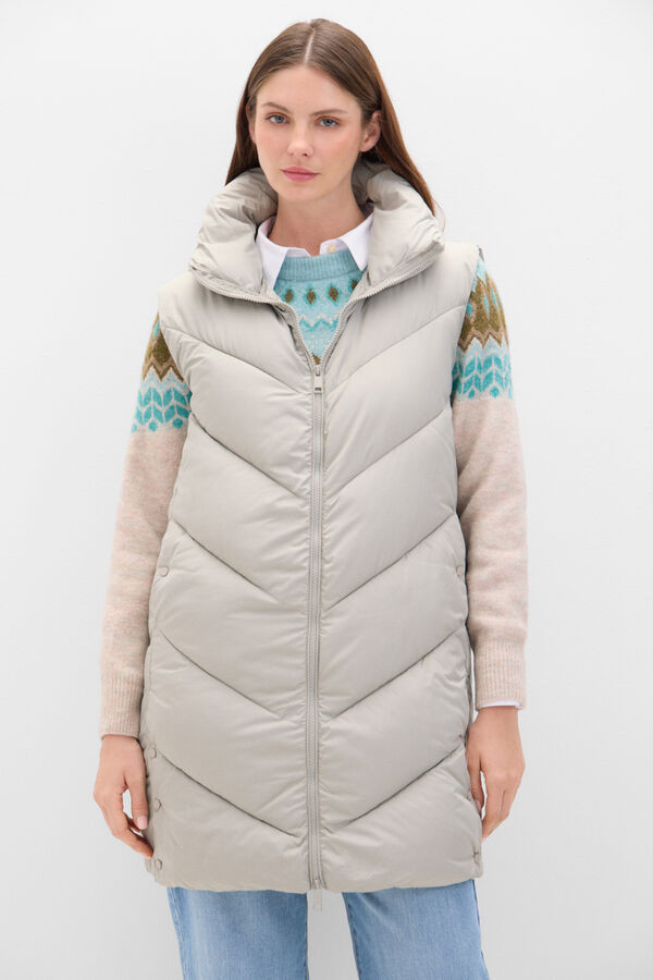 Cortefiel Colete comprido pesco&ccedil;o chamin&eacute; Cinzento