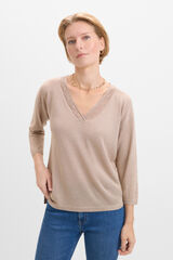 Cortefiel Su&eacute;ter fino de lurex Castanho