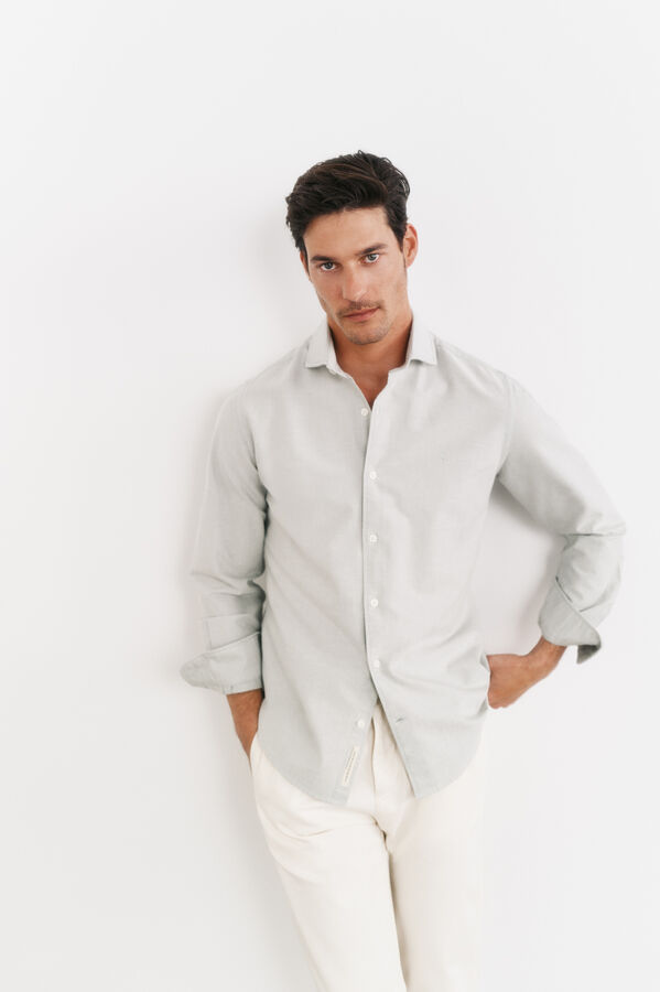 OOTO Camisa liso manga comprida Verde