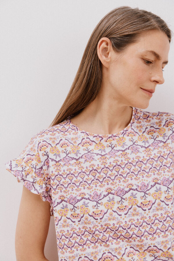 Cortefiel Camiseta básica volante Multicolor