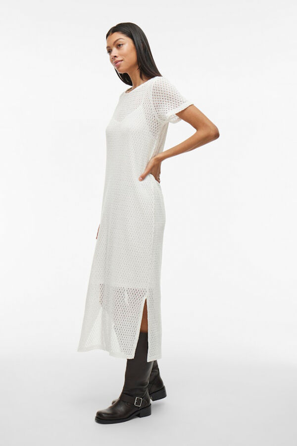 Vila Vestido midi de manga curta Branco