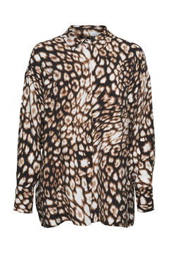 Cortefiel Camisa larga leopardo curve Negro