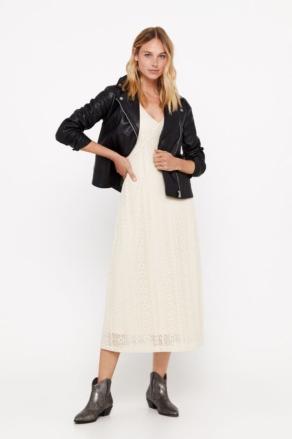 Cortefiel Cazadora piel biker Negro