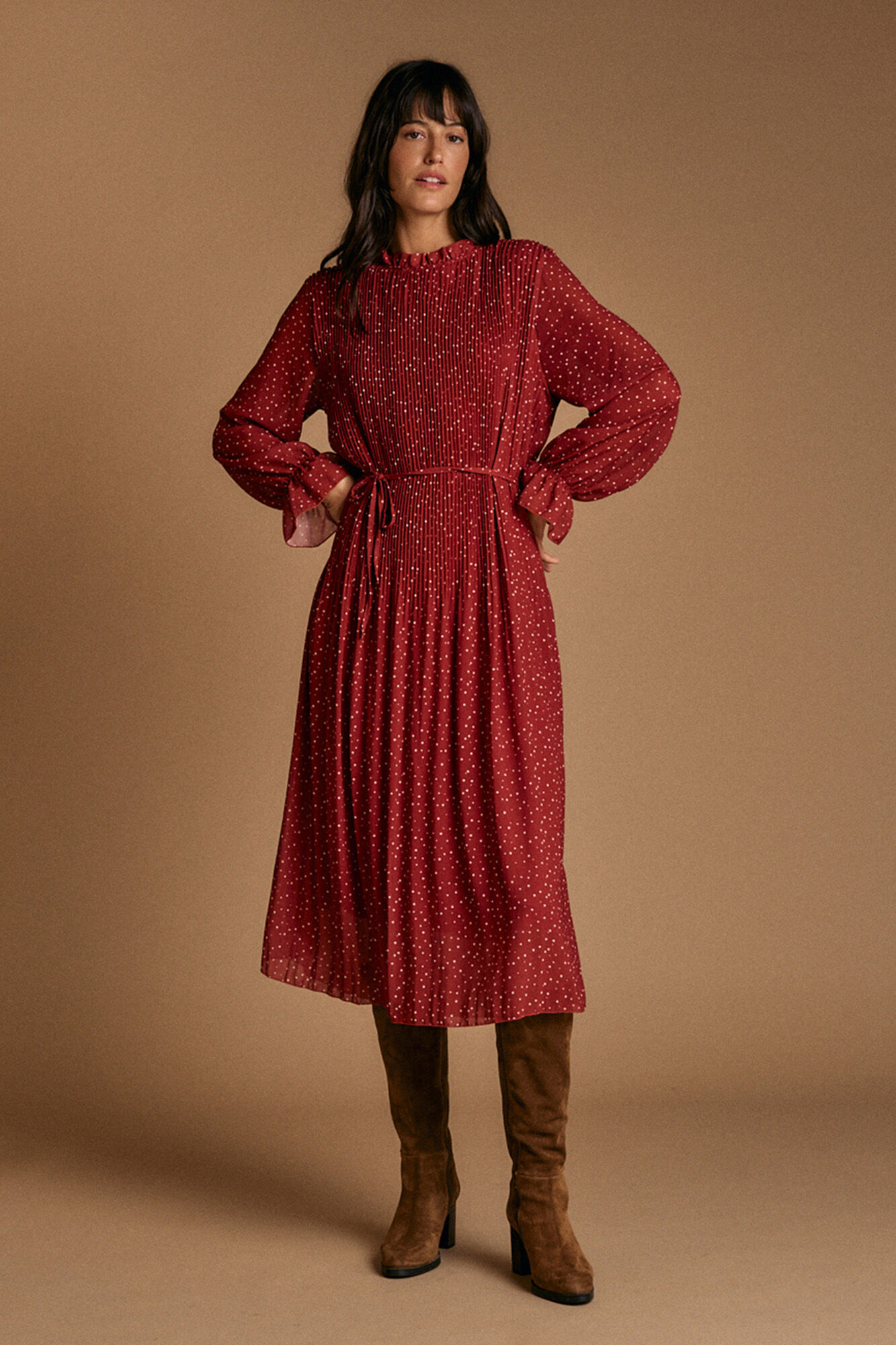 Pol&iacute;n Et Moi Vestido lunares granate