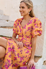 Pol&iacute;n Et Moi Vestido de flores Sua Dourado