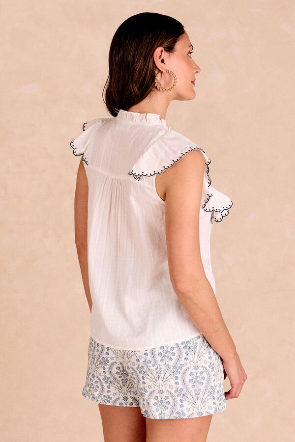 Pol&iacute;n Et Moi Blusa volantes ribete blanco Blanco