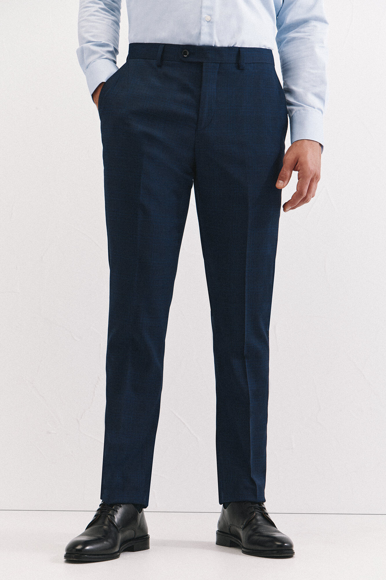 Cortefiel Pantal&oacute;n cuadro azul slim fit
