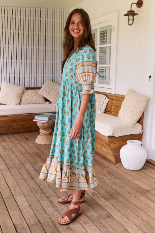 Jaase Vestido midi Kora estampado Aquarius Turquesa