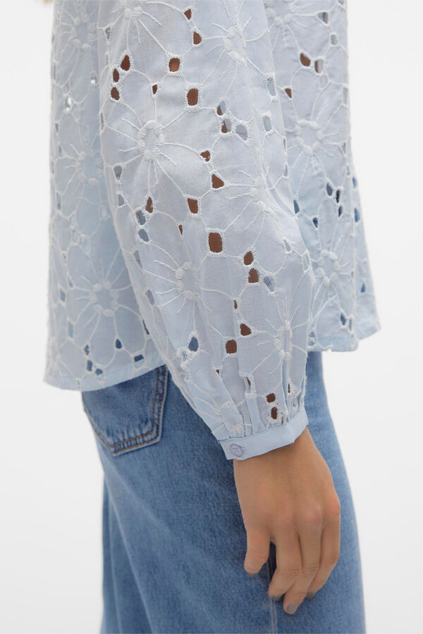 Vero Moda Camisa de algod&oacute;n de manga larga Azul