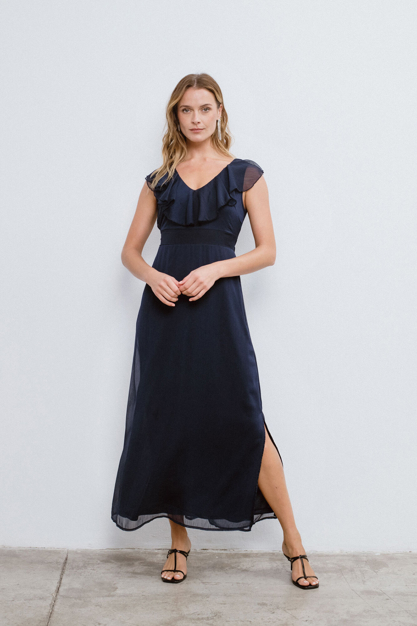 Vila Vestido de festa longo em chiffon