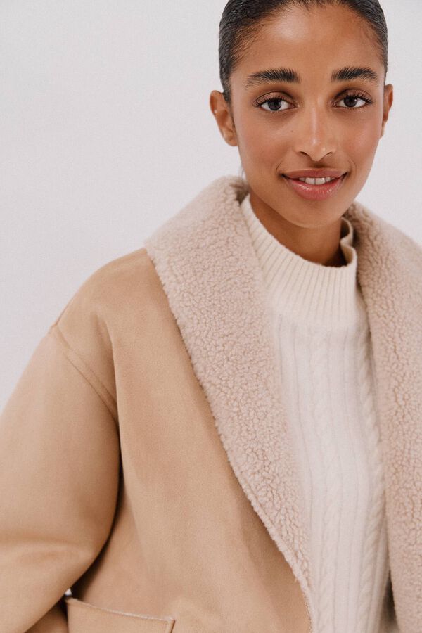 Cortefiel Cazadora efecto doble faz Beige