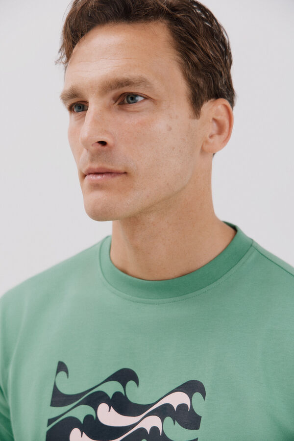 Cortefiel Camiseta gr&aacute;fica Ibiza Verde