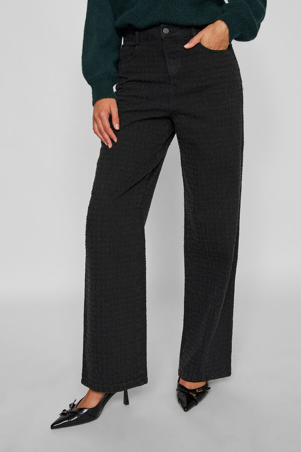 Vila Pantal&oacute;n vaquero cintura alta Negro