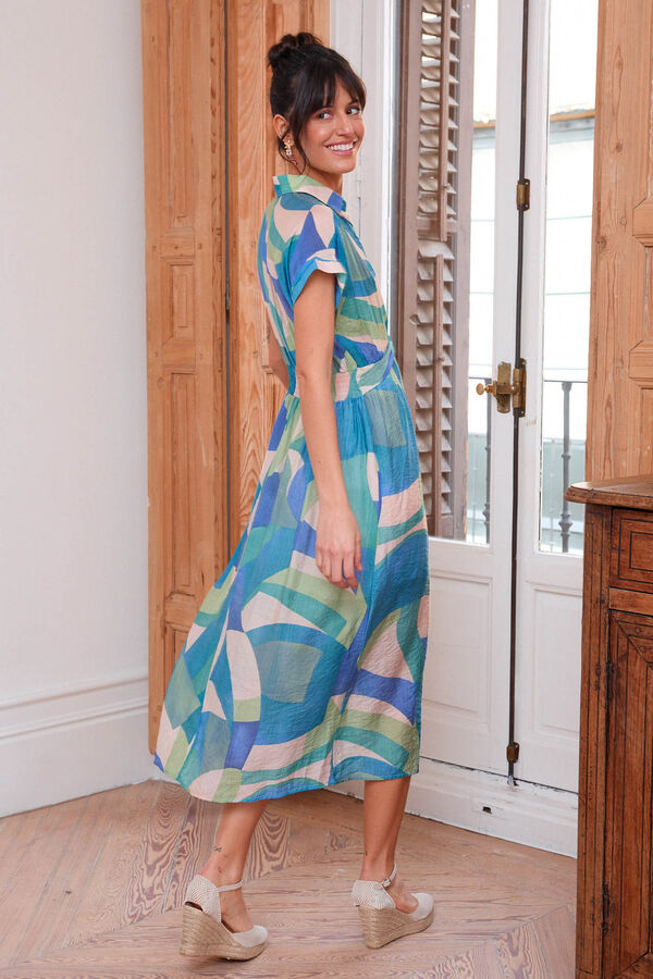 Pol&iacute;n Et Moi Vestido geom&eacute;trico Simonetta Azul