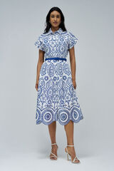 Salsa Jeans Vestido camisero en bordado ingl&eacute;s Blanco