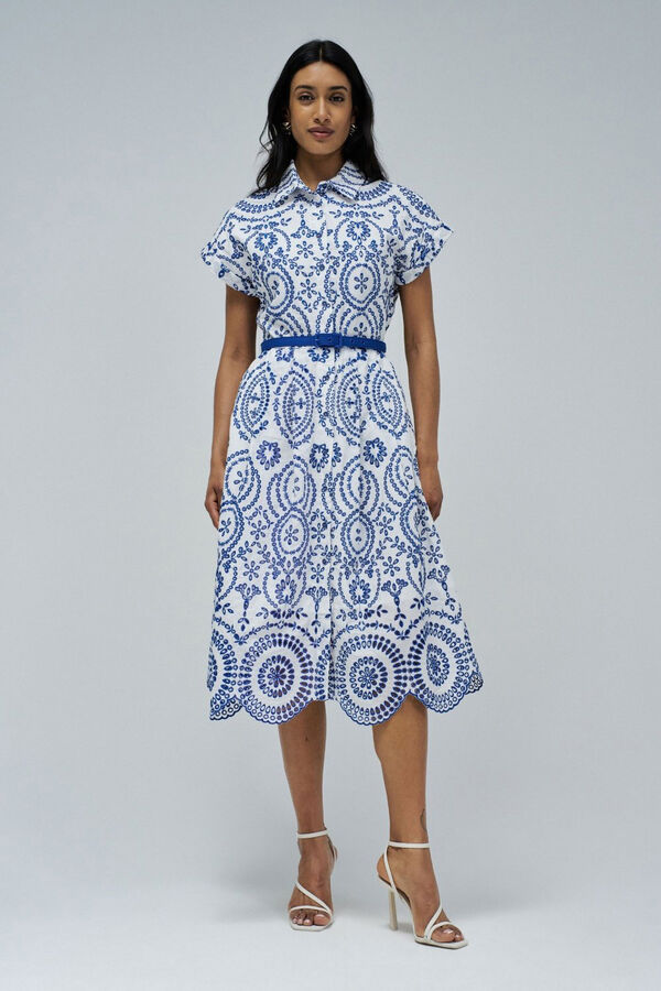 Salsa Jeans Vestido camisero en bordado ingl&eacute;s Blanco