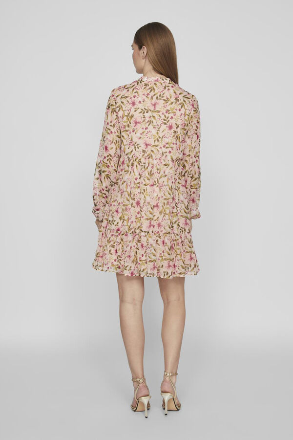 Vila Vestido curto estampado de manga comprida Subiu