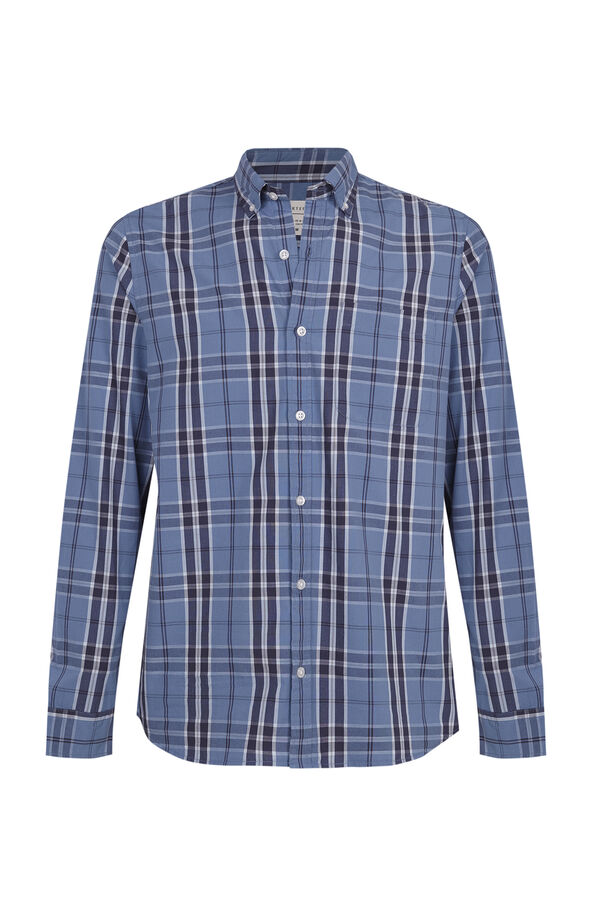 Cortefiel Camisa quadrados f&aacute;cil de engomar Azul