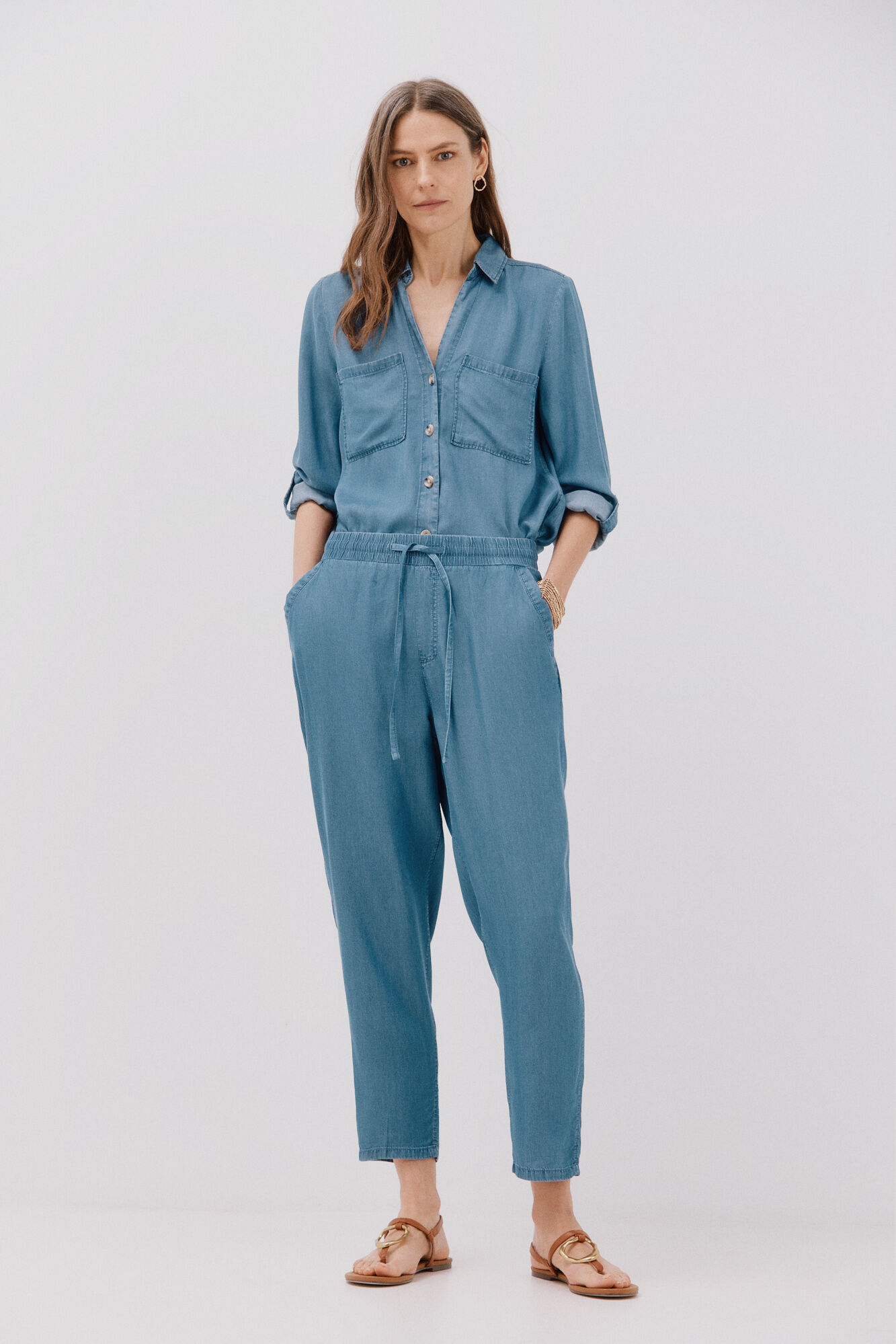 Cortefiel Pantalones fluidos tencel
