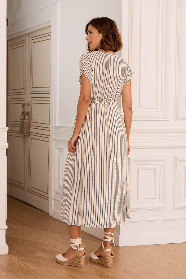 Pol&iacute;n Et Moi Vestido largo de rayas Paloma Marfil