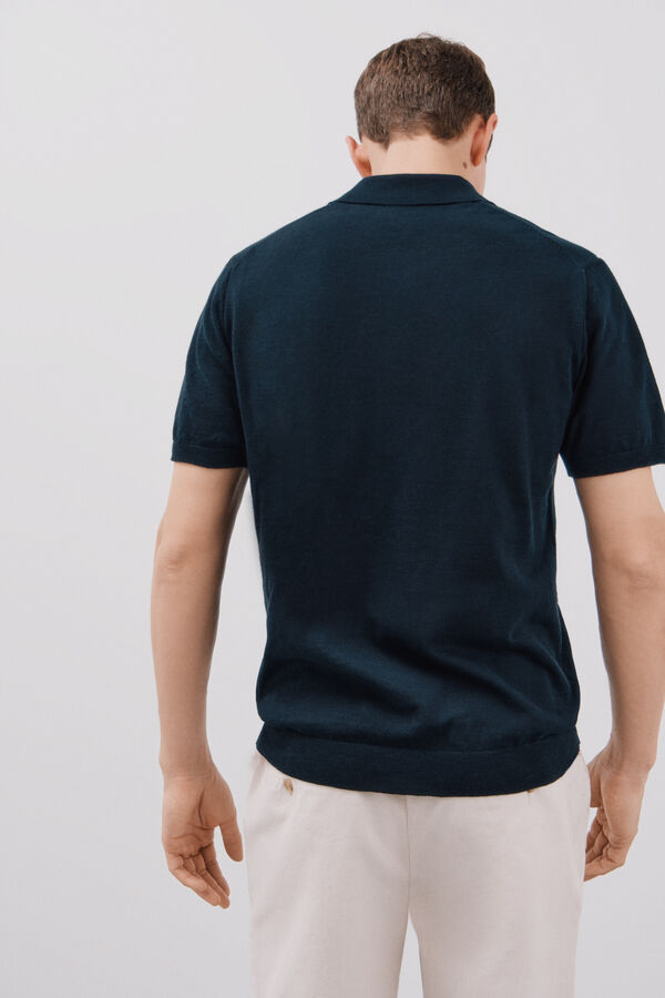 Cortefiel Su&eacute;ter polo de algod&atilde;o manga manga curta Azul