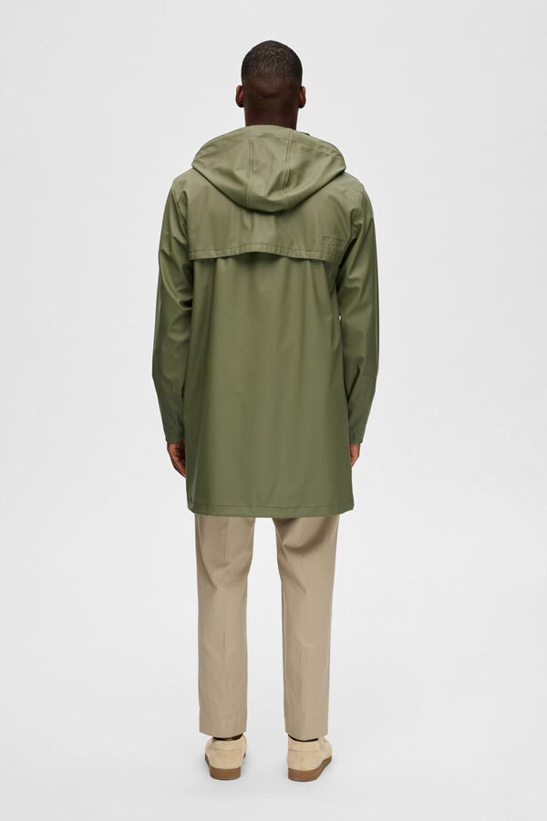 Selected Chubasquero impermeable con capucha. Verde oscuro