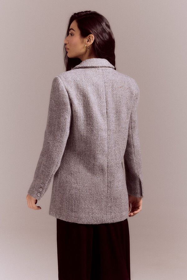 Slowlove Abrigo blazer de espiga Estampado gris