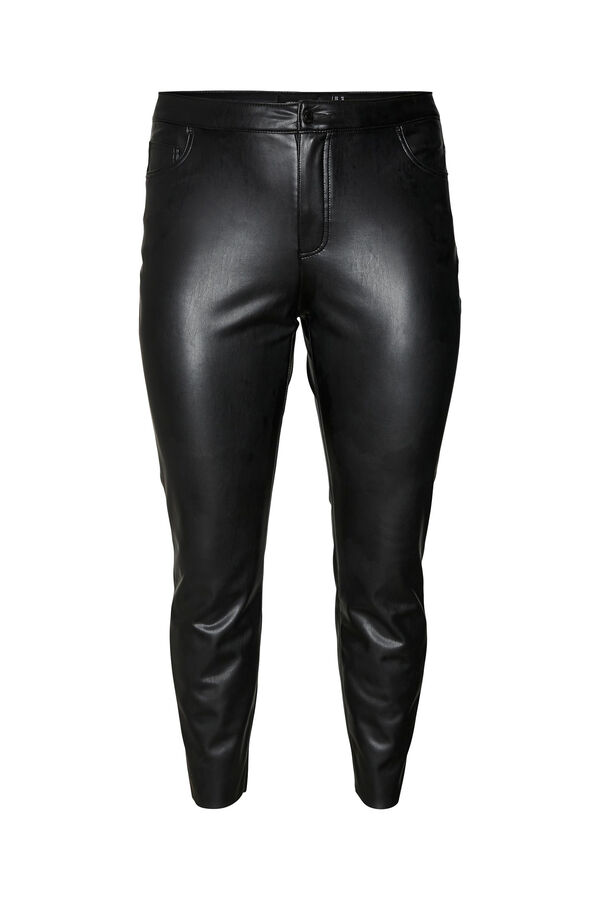 Vero Moda Curve Pantalón tobillero efecto piel Curve Negro