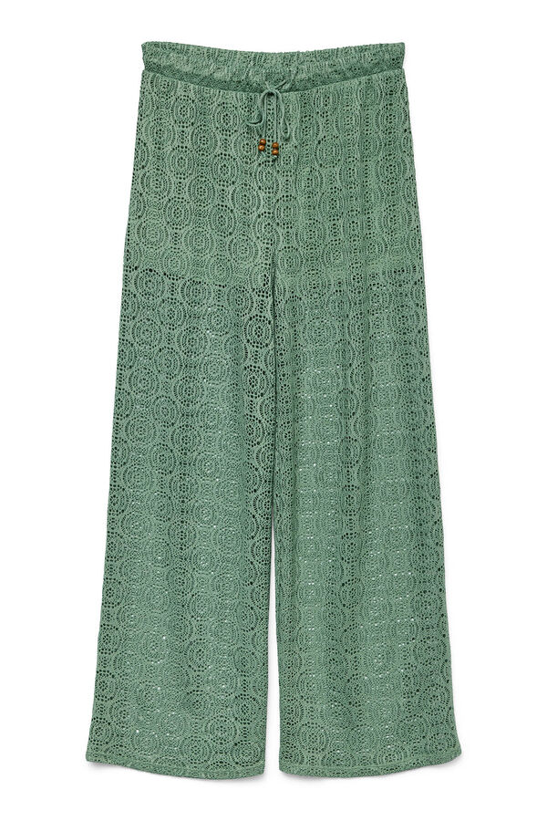 Vero Moda Pantalón largo fluido con calados Verde oscuro