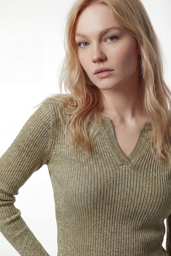Vero Moda Top de punto detalles l&uacute;rex Verde