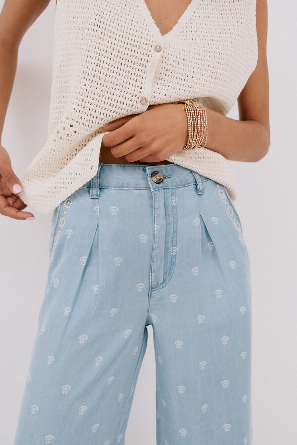 Cortefiel Pantalones pinzas tencel Azul