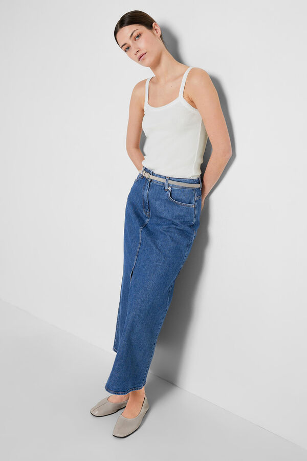 Selected Femme Saia midi denim com abertura frontal Azul