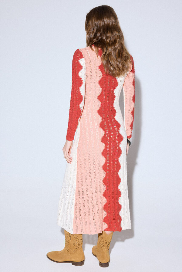 Slowlove Vestido punto multicolor Marfil