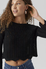 Vero Moda Camiseta feminina de manga comprida de malha Preto