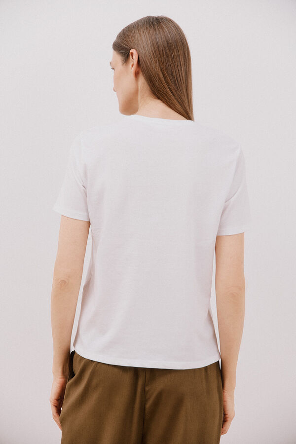 Cortefiel T-shirt estampada Ecru