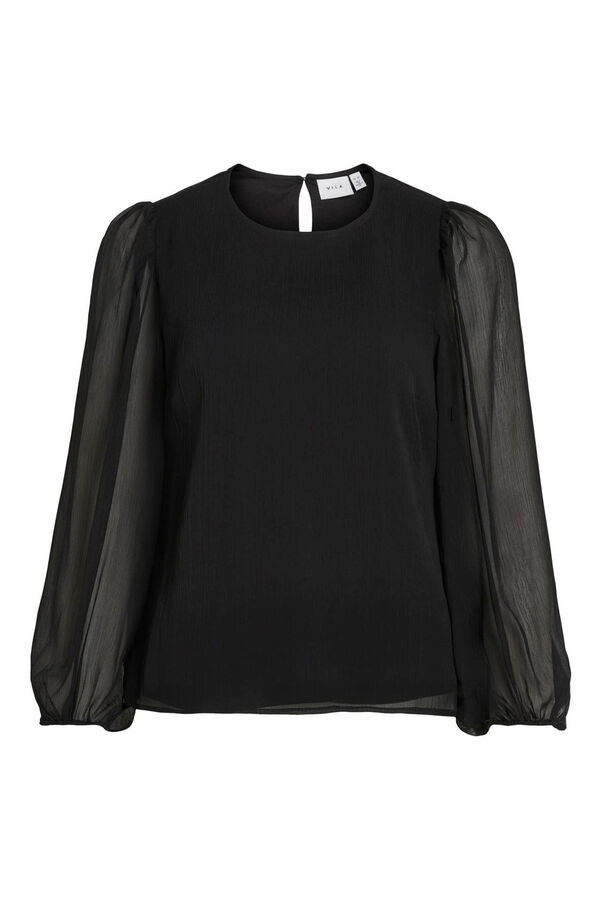 Vila Blusa de mujer manga gasa Negro