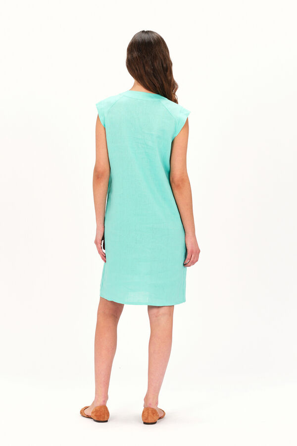 Caroll Vestido Pamela 100% lino Turquesa