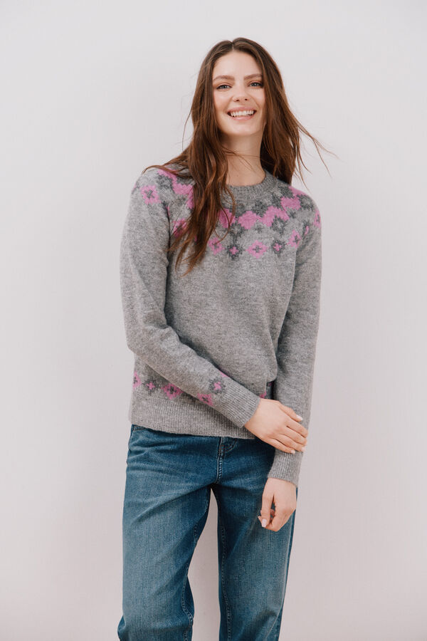 Cortefiel Su&eacute;ter com bordados posicionados Cinzento