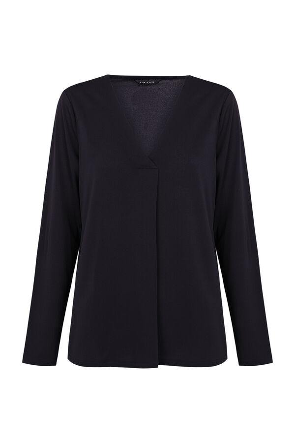 Cortefiel Top fluido com pregas Preto