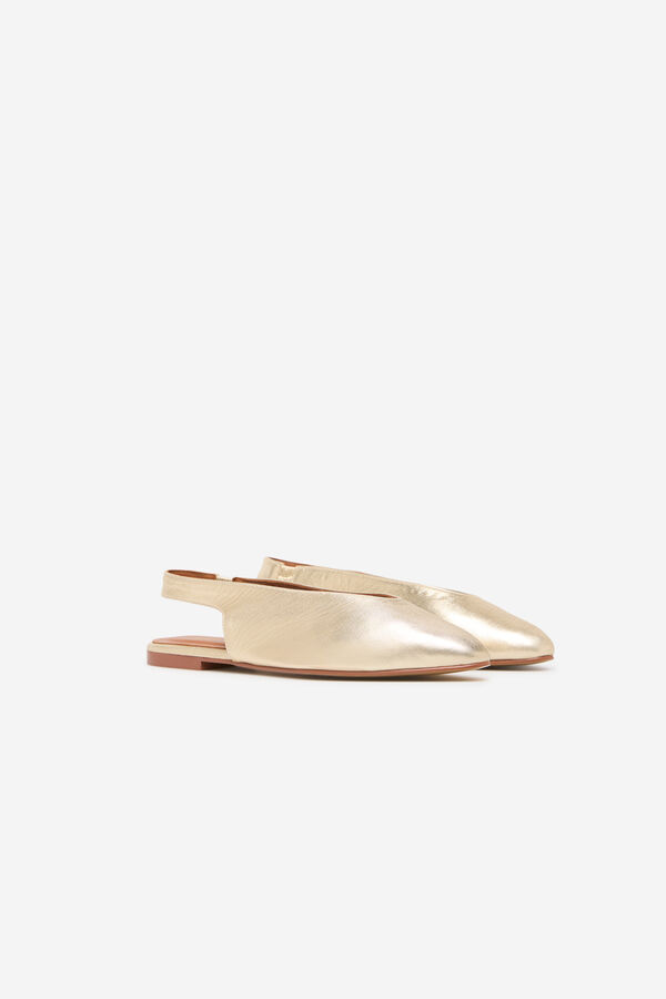 Cortefiel Bailarina slingback de pele Dourado