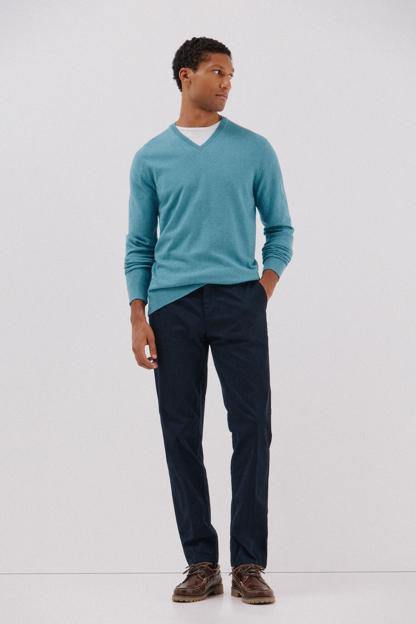 Cortefiel Camisola algod&atilde;o caxemira gola em bico