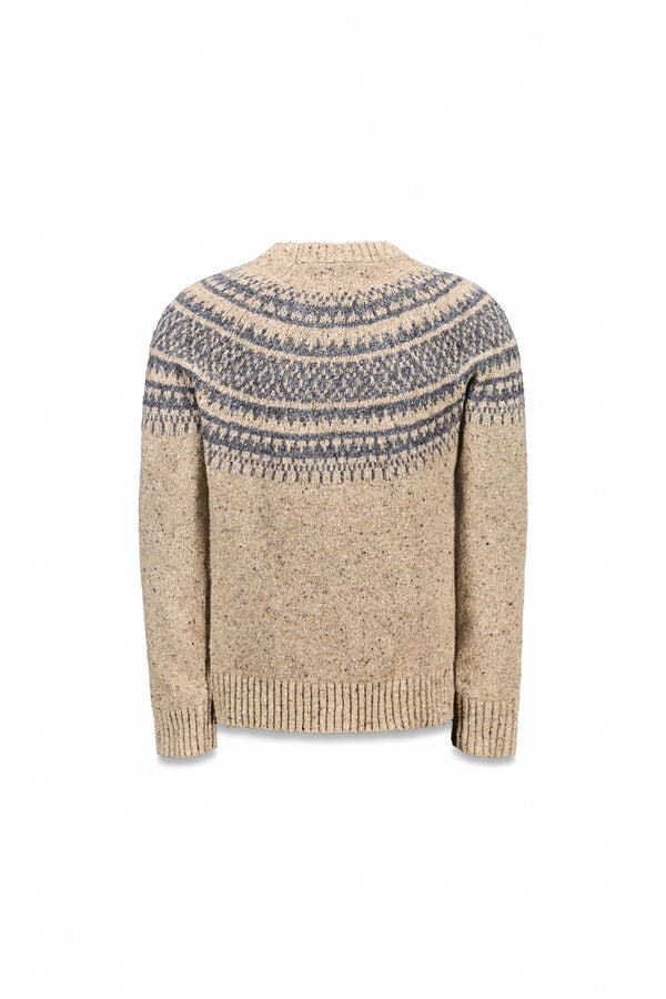 OOTO Jersey navide&ntilde;o jacquard cuello caja Beige